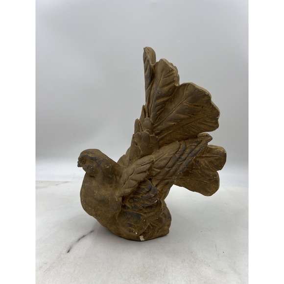 Vintage Handmade Plaster Bird Figurine Decorative Sculpture 10in Tall Rustic Art